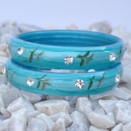 Sky Blue Stone Bangles