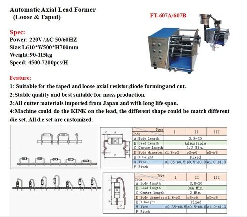 Automatic Axial Lead Former Dimension(L*W*H): 700*600*600 Millimeter (Mm)