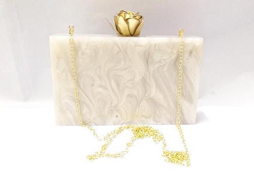 White Eye Catching Resin Box Clutch