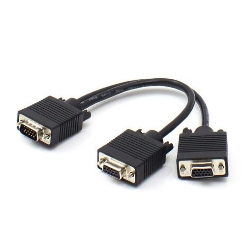 2 Monitors To 1 PC VGA Y Splitter Cable Adapter