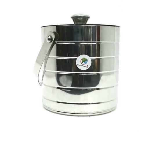 Steel Ice Bucket - 1500ml Capacity, 17x16x17.5cm Dimensions, Glossy Steel Finish