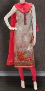 Ladies Churidar Salwar Kameez - Georgette & Chanderi Fabric, Unstitched Suit with Zardozi Work for Formal and Party Wear