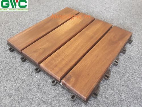 Brown 4-Slat Floor Tiles Size: 300X300X24Mm