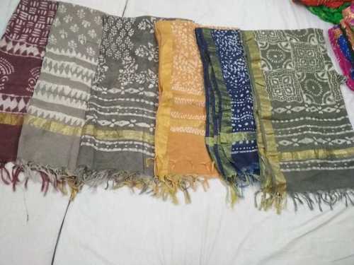 Chanderi Cotton Slik Dabu Print Dupatta