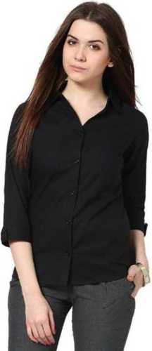 Full Sleeves Plain Black Shirts For Ladies