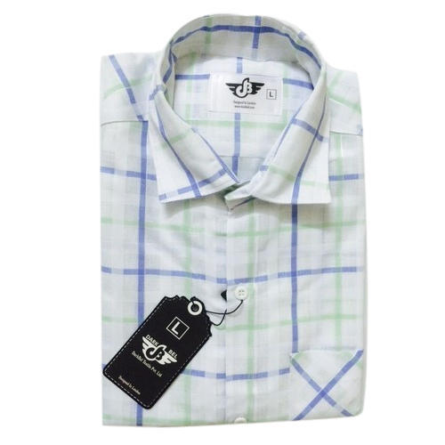 White Mens Check Shirt