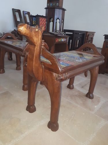 Tile Fitted Wooden Camel Bench