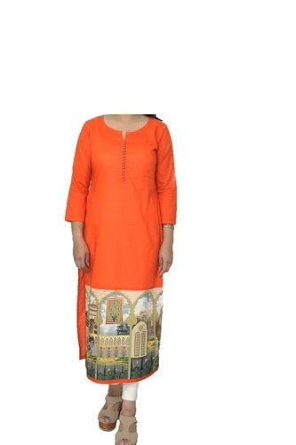 Mezenor Orange Digital Print Kurti