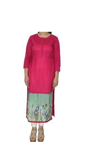 Mezenor Straight Pink Women Kurti