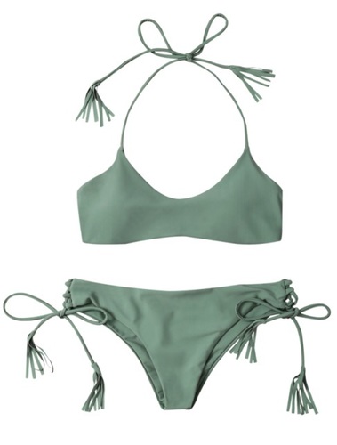 Polyester Green Summer Bikini Swimsuit