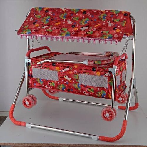 Red Baby Cradle Cum Cot Cum Stroller