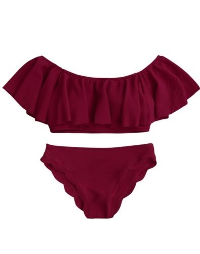 Wine Red Wave Bikini Set