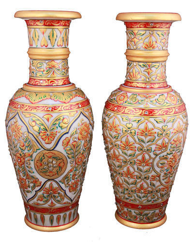Embossed Golden Painted Work Marble Flower Vase