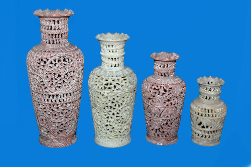 Soft Stone Cut Carved Work Flower Vase
