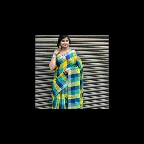 Check Pattern Traditional Linen Sarees