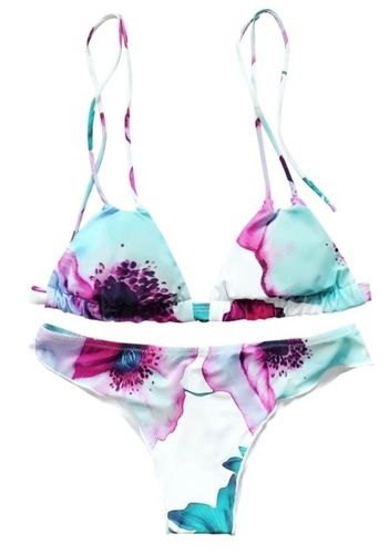 Flower Purple Petals Print Bikini Set