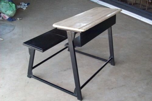 Black School Dual Desk Bench Two Seater