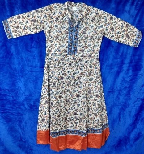 Multicolor Cotton A Line Formal Kurti