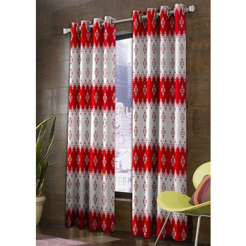 लाल और सफेद पॉलिएस्टर डोर कर्टन