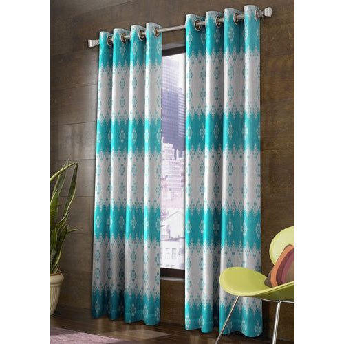 स्काई ब्लू और व्हाइट पॉलिएस्टर डोर कर्टन