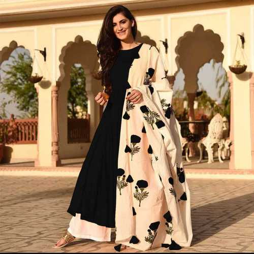 Black Color Kurti And Plazzo Set With Heavy Rayon Dupatta