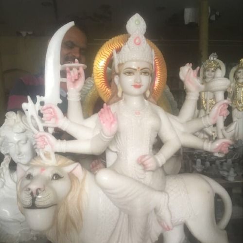 Orange Marble Goddess Durga Murti