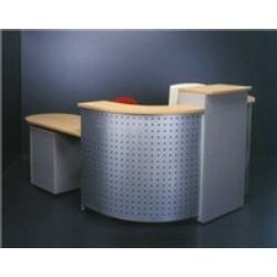 Blue And Black Perforated Half Round Office Table