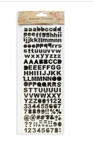 Alpha Numerals Glitter Stickers Black 172 Pcs