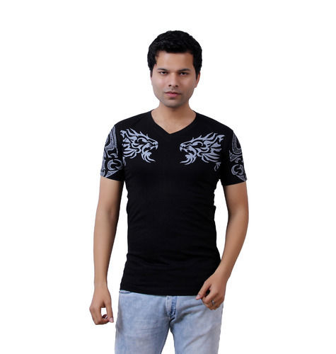 Mens V Neck Designer T-Shirts Size: Medium