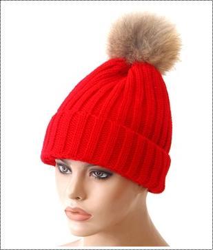 knitted faux fur pompom beanie hats 