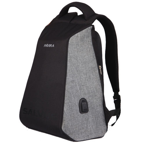 Grey And Black Salvus Anti Theft Backpack - Minimalist Usb Portable Charging Laptop Backpack With Free Rain Cover (Black) 