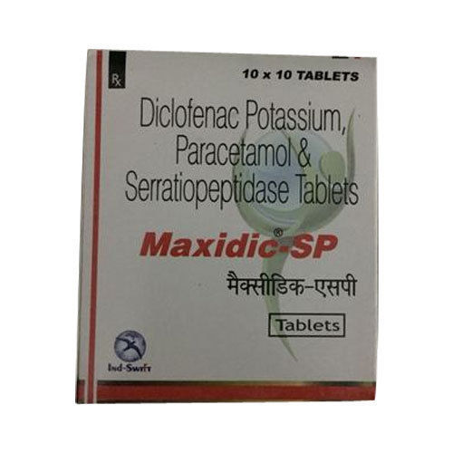 Maxidic-SP - Diclofenac Potassium, Paracetamol, Serratiopeptidase Tablets, 10x10 Tablets in Strip Packaging