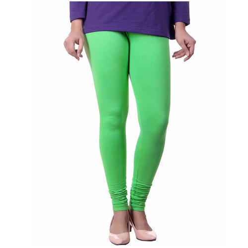 Dry Cleaning Plain Green Women Cotton Legging