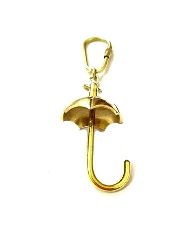 Golden Beautiful Umbrella Brass Keychain