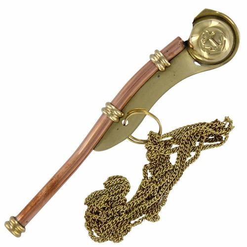 Nautical Brass Boatswain Pipe Whistle Keychain