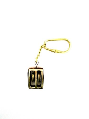 Solid Brass Ship Pulley Keychain