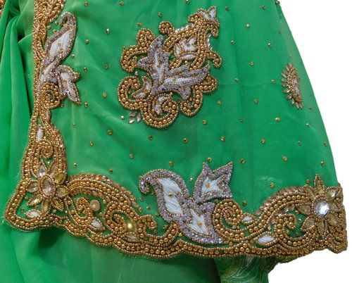 Spring Green Ladies Saree With Jori Work