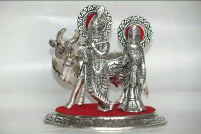 Oxidized Metal Radha Krishna Idol