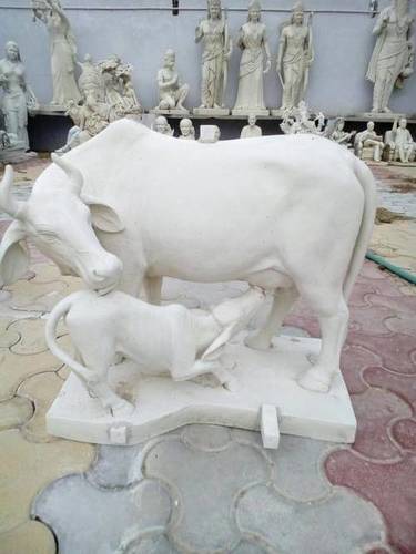 White Marble Cow Sculpture