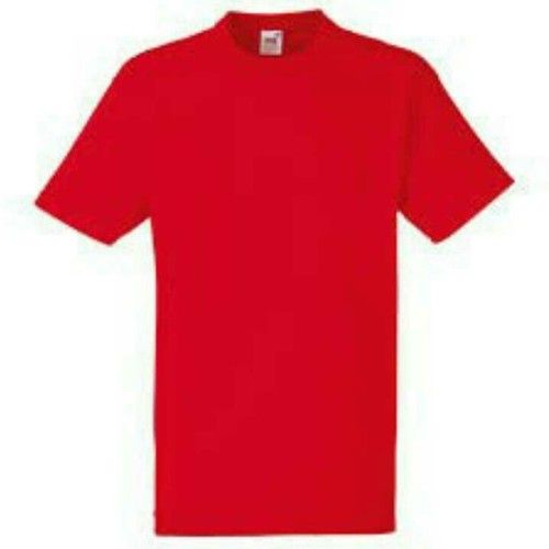 Cotton Casual Red Round Neck T Shirt