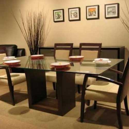 Wooden Dining Table Set With Melamine Polishing