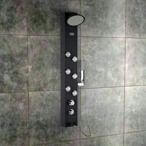Designer Bathroom Shower Panel - Stainless Steel, 1500x200 mm, Matte Black | Multiple Nozzles, 1-5 Bar Water Pressure, 1 Year Warranty