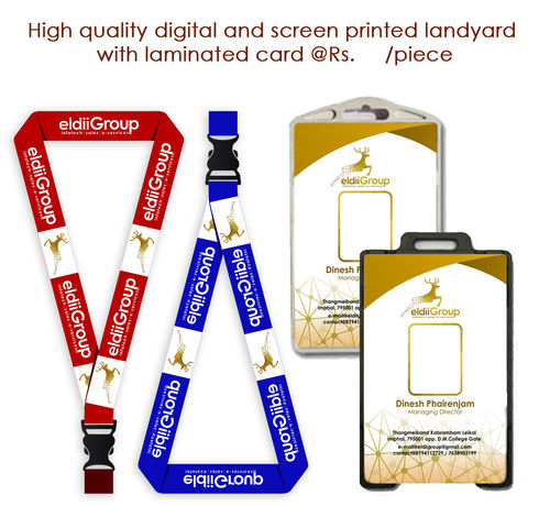 Digital and Screen Printed Lanyard with Laminated Card