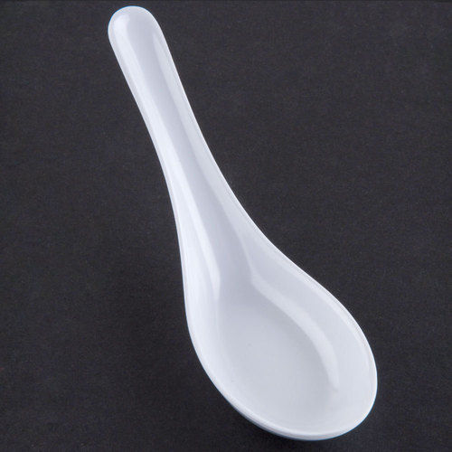 White Plastic Soup Spoon