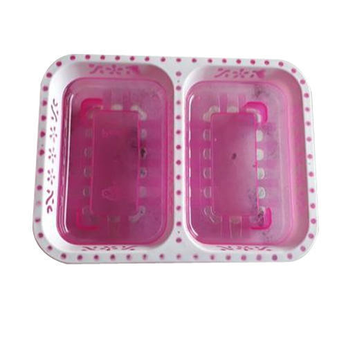 पिंक (गुलाबी) और सफ़ेद प्लास्टिक साबुन डिश