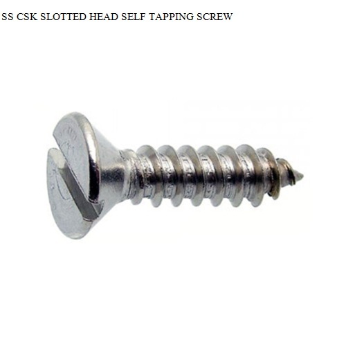Zinc Plated Steel Raised Countersunk Slotted Head Self Tapping Screws 