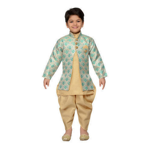 Sea Green Kids Dhoti Sherwani Set