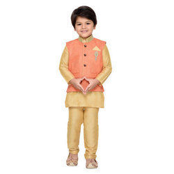 Kurta Pyjama Waistcoat Set For Boys