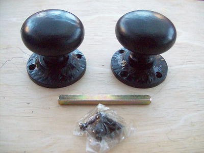 Black Antique Cast Iron Round Mushroom Mortice Or Rim Door Knobs
