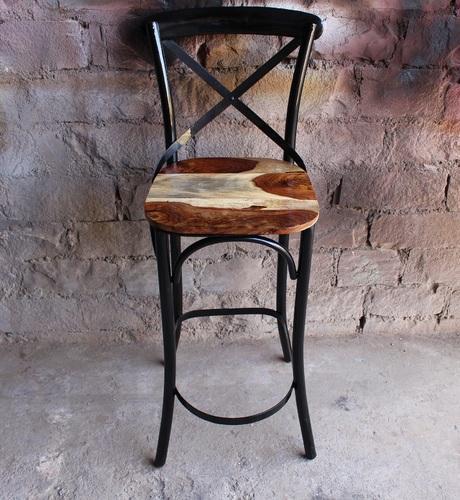 Vintage Wrought Iron High Bar Chair